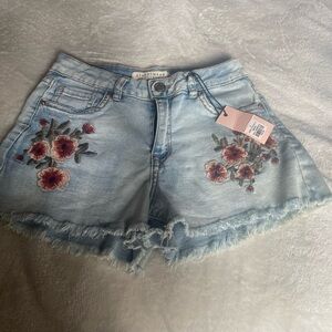Streetwear Society Flowered Denim Shorts Size 5